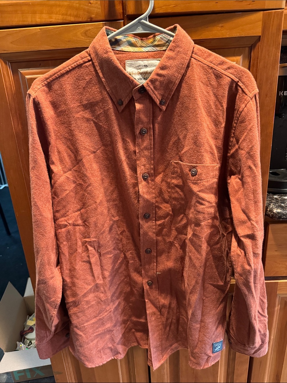 Weatherproof Rust Orange Button-Down Long Sleeve Shirt
